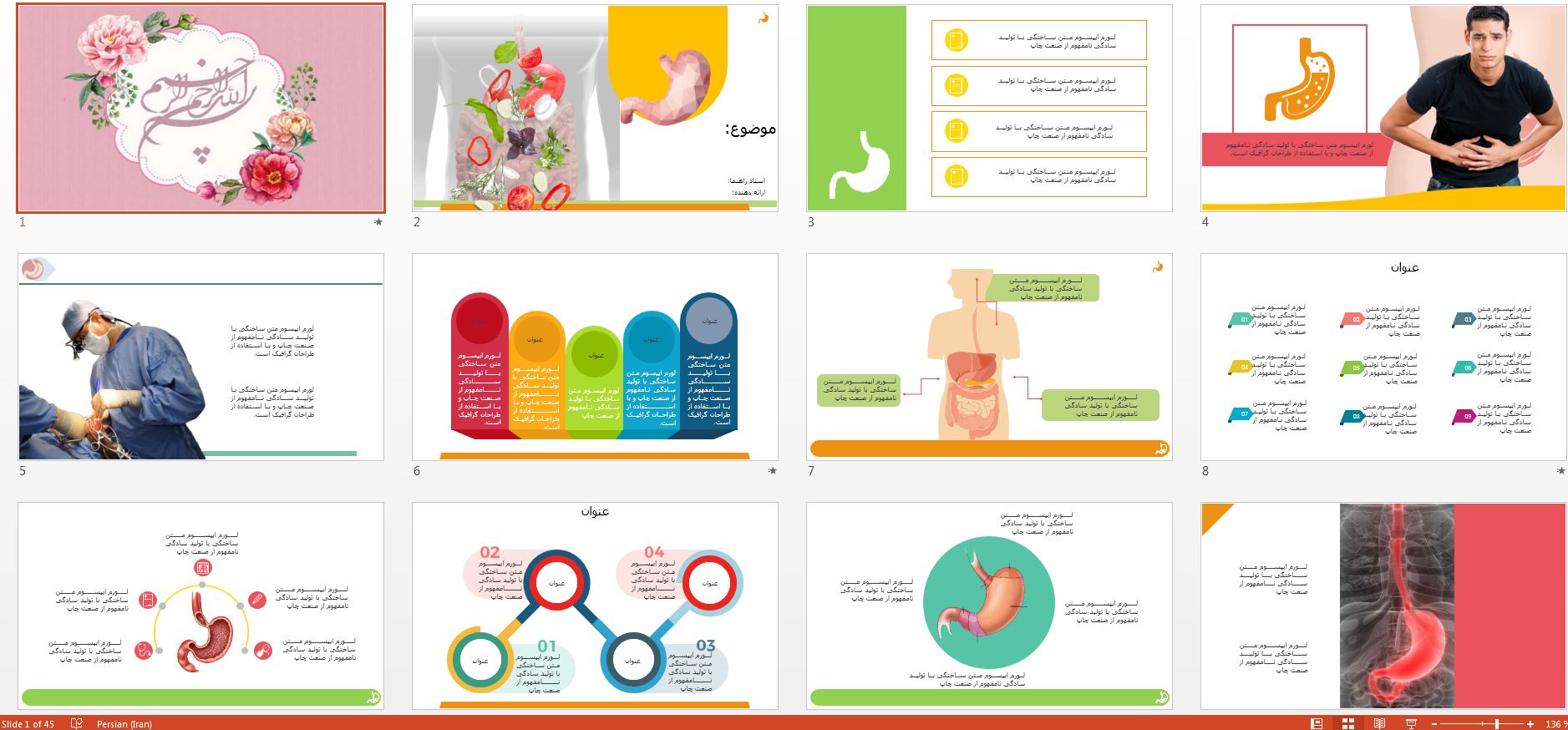 جدیدترین و زیباترین قالب پاورپوینت حرفه ای معده